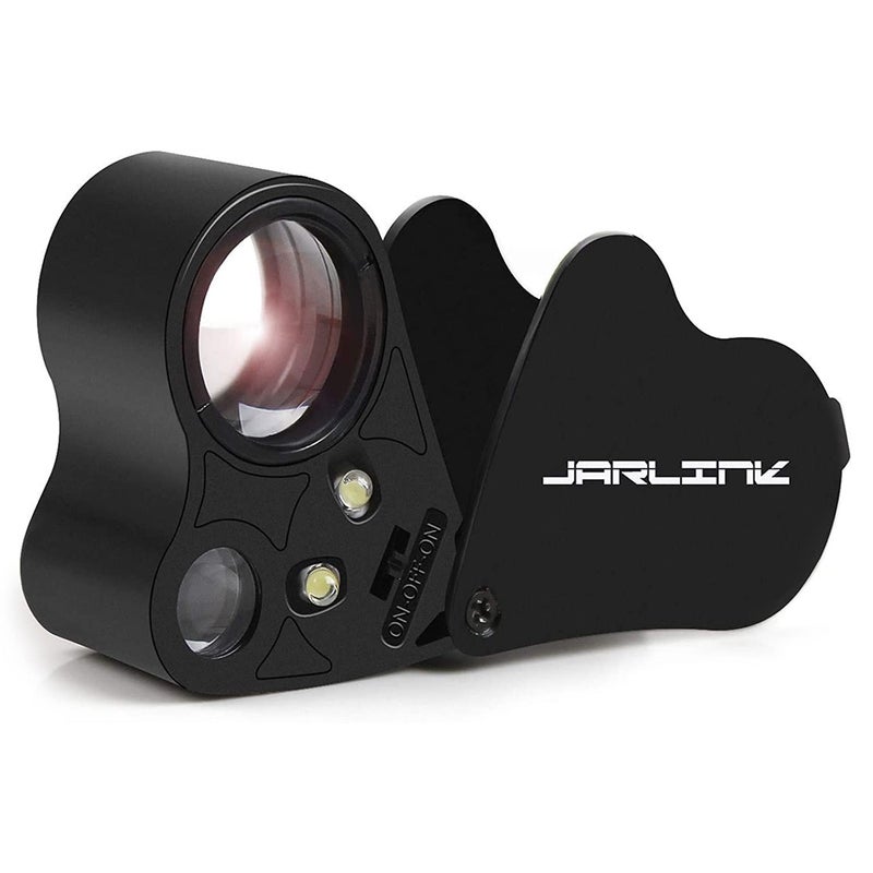 JARLINK 30X 60X Illuminated Jewelers Loupe Magnifier, Foldable Jewelry Magnifier with Bright LED Light for Gems, Jewelry, Coins, Stamps, etc - Image 1