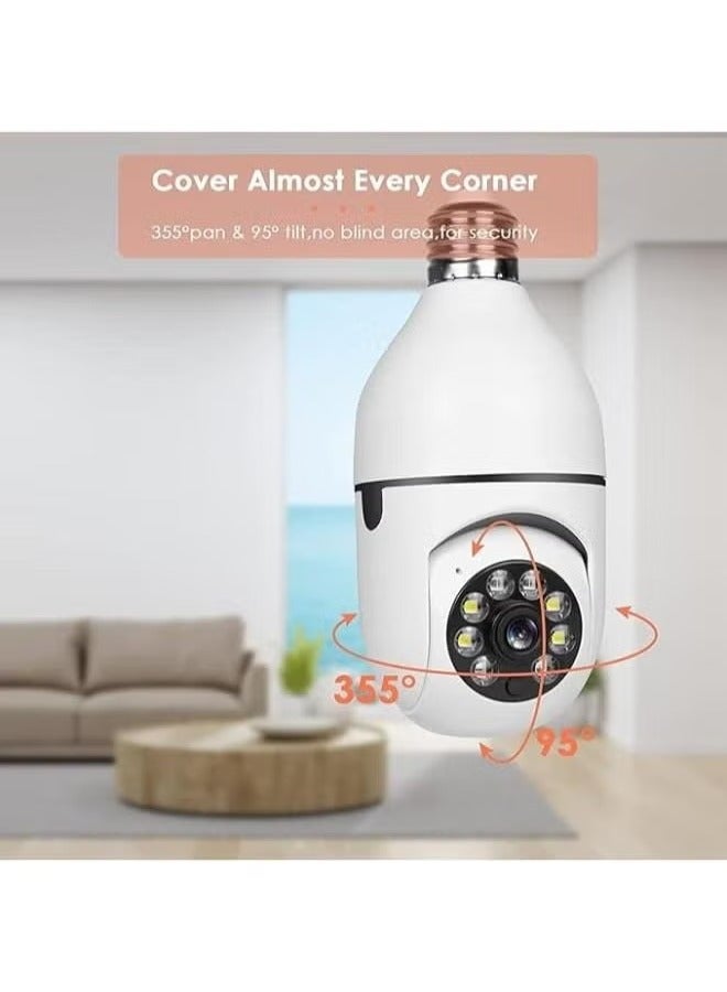 TIGER (Pack of 4) Light Bulb Security Camera Outdoor 2.4G WiFi – 1080P HD Wireless Smart CCTV Surveillance Cameras | Motion Detection, Auto Tracking, Two-Way Audio, Night Vision, Easy Installation | 360° Panoramic Home & Office Monitoring via Mobile App - Image 3