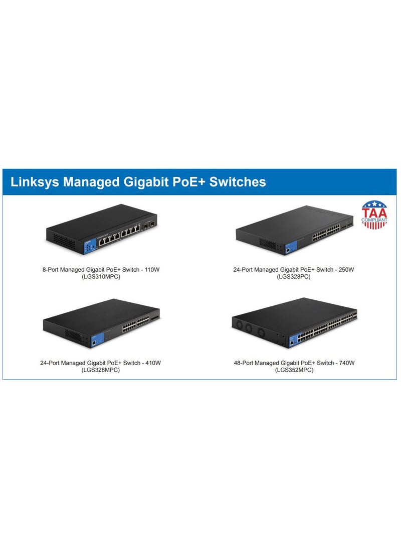 لينكسيس LGS310MPC 8 منافذ جيجابت (8 Poe - 110 واط) ومحول مُدار 2 × 1G Sfp - Image 3
