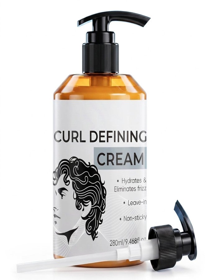 Grospe Curl Defining Cream with Extra Pump, Hydrating Leave-In Cream for Curly Wavy Hair, Lightweight Non-Sticky Styling Cream Helps Reduce Frizz Look for Men, 9.46 Fl Oz - Image 1