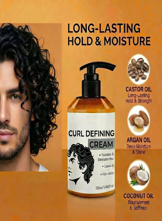 Grospe Curl Defining Cream with Extra Pump, Hydrating Leave-In Cream for Curly Wavy Hair, Lightweight Non-Sticky Styling Cream Helps Reduce Frizz Look for Men, 9.46 Fl Oz - Image 2