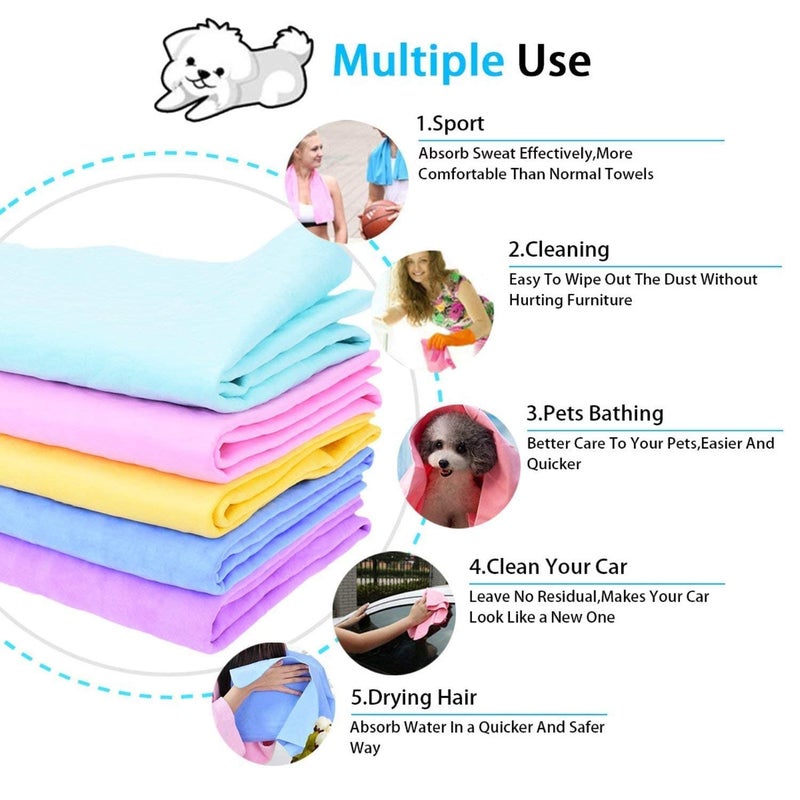 Pups&Pets Super Absorbent Shammy Dog Towel | Quick Dry Eco-Friendly Bath Towel for Pets | Soft Shower and Grooming Towel for Dogs and Cats (66 * 43 * 0.2cm) - 1 Pcs Pack - Image 5