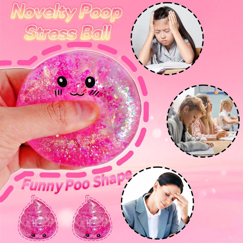 EVDERS Novelty Squishy Poop Sugar Stress Ball Sensory Toys, Kawaii Poop Shape Squishies, Funny Squishy Poo Toy, Glitter Stress Balls for Kids and Adults, Prank Surprise, Gifts, Party Favors (Pink) - Image 4