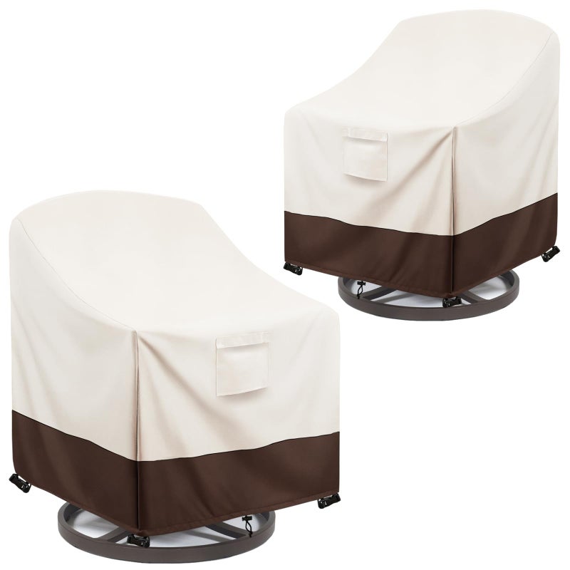Sobana Patio Chair Covers Waterproof Swivel Outdoor Chair Cover 33W x 35D x 36H Inches Patio Furniture Covers 2 Pack Beige - Image 2
