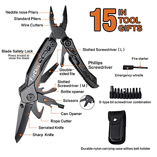 ForChic 15 in 1 Multitool Pliers, Universal Gift for Men - Stocking Stuffers, Christmas Gifts for Him, Husband, Boyfriend or Grandpa - Image 2