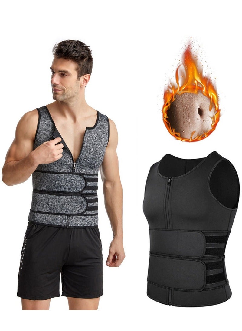 GRKC Men's Slimming Vest Body Shaper with Double-Breasted Tummy Control, Beer Belly Concealment, Heat Retention, Tight Fit Sports Sauna Vest for Gym Workout - Image 1