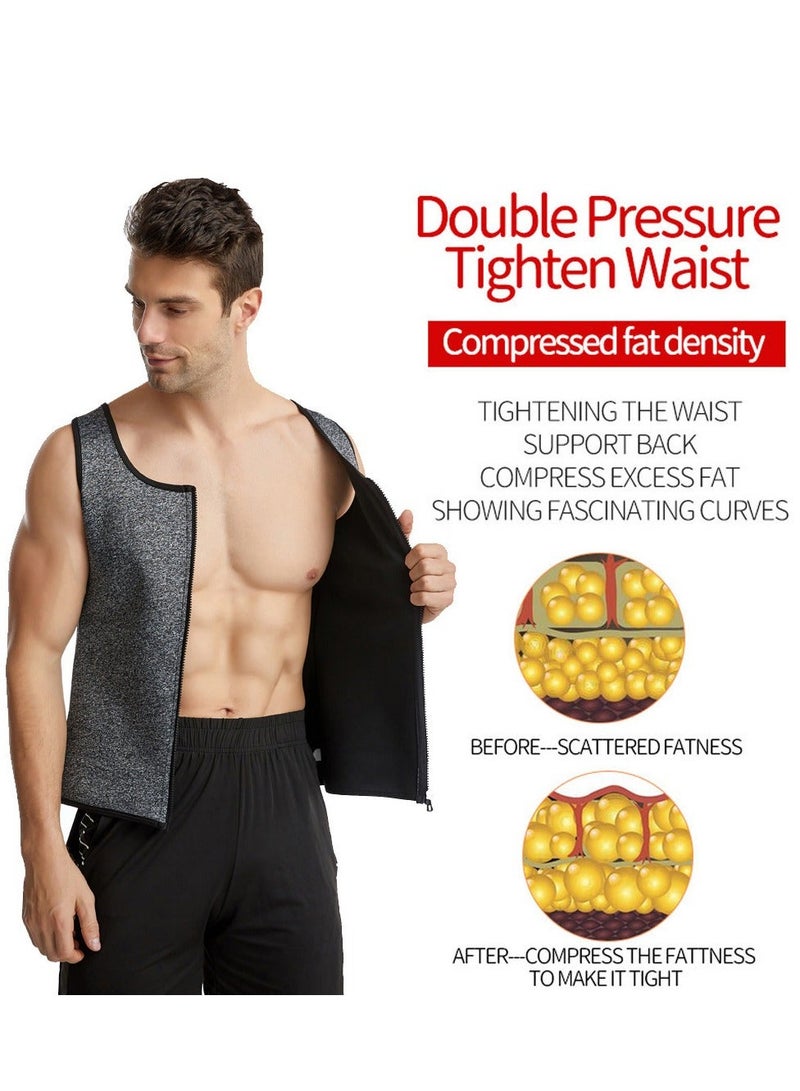GRKC Men's Slimming Vest Body Shaper with Double-Breasted Tummy Control, Beer Belly Concealment, Heat Retention, Tight Fit Sports Sauna Vest for Gym Workout - Image 3