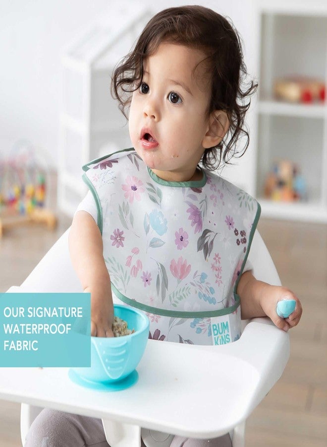 Bumkins Bibs for Girl or Boy, SuperBib Baby and Toddler for 6-24 Months, Essential Must Have for Eating, Feeding, Baby Led Weaning Supplies, Mess Saving Catch Food, Fabric 3-pk Floral and Lace - Image 4
