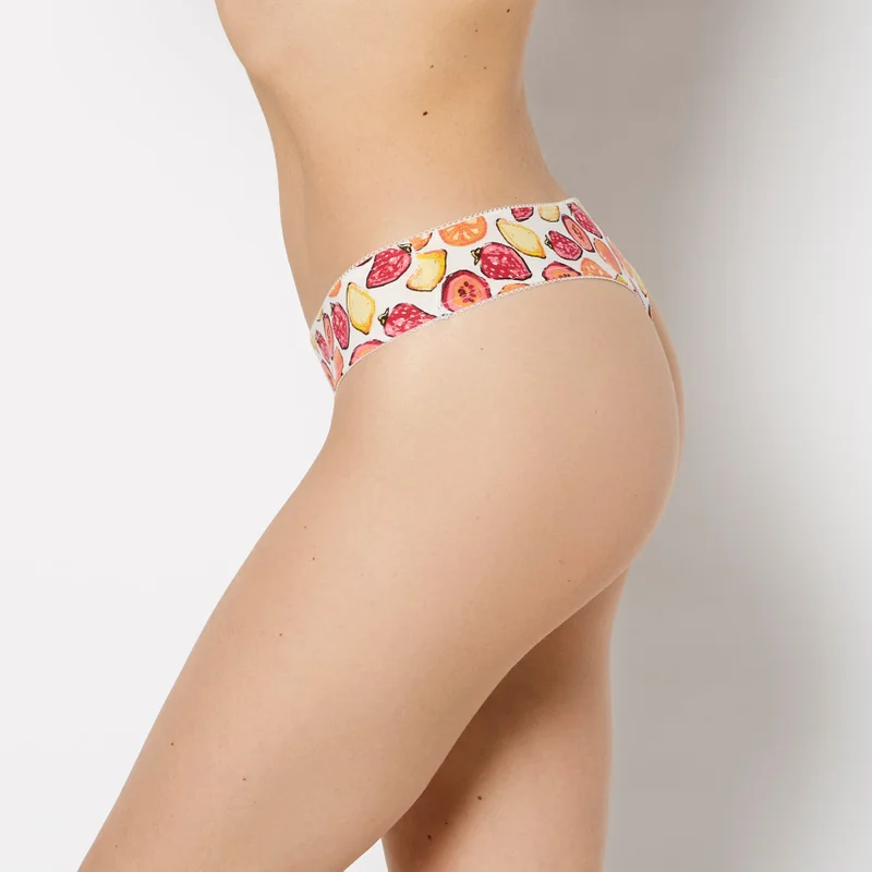 لا سينزا La Senza Thong Cotton Panty And Picot Trim In Tropical Fruit