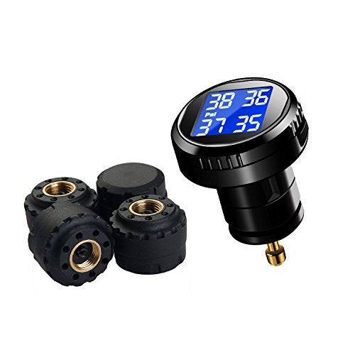 VESAFE Wireless Tire Pressure Monitoring System (TPMS) for Small Size 4-tire Vehicles, Including 4 External Cap sensors (0-87PSI) - Image 1