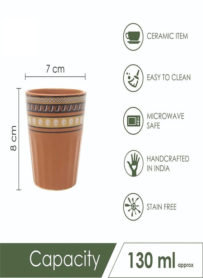 KITTENS Ceramic Tea Cup Set of 6 - 130ml Tumbler Shape - Golden Print Border - Microwave & Dishwasher Safe - Traditional Chai Cups - Ideal Gift for Tea Lovers & Festivals - Image 4