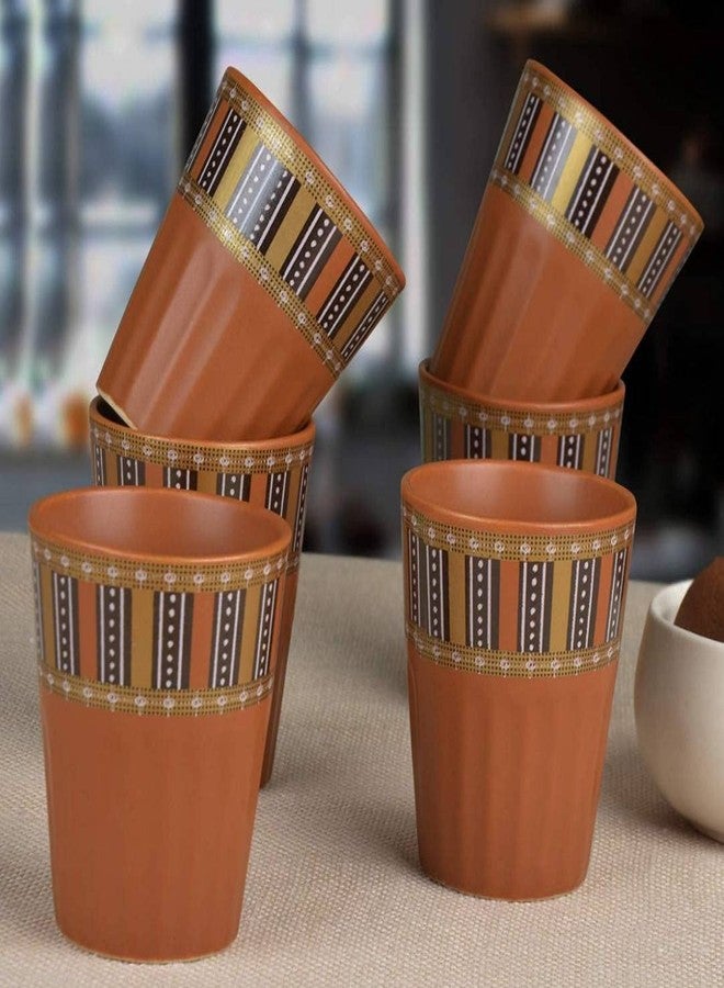 KITTENS Ceramic Tea Cup Set of 6 - 130ml Tumbler Shape - Golden Print Border - Microwave & Dishwasher Safe - Traditional Chai Cups - Ideal Gift for Tea Lovers & Festivals - Image 1