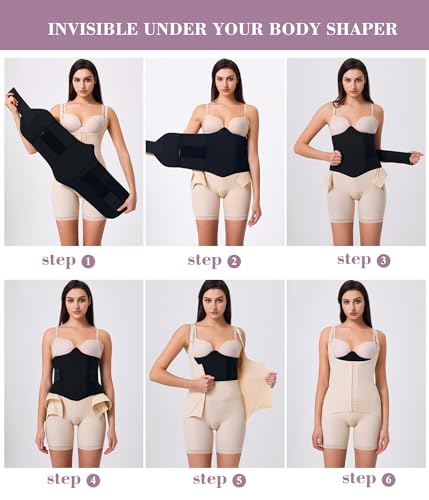 YERKOAD 360 Lipo Foam Ab Board Post Surgery Liposuction Abdominal Compression Boards Tummy Tuck Recovery Waist Cincher（Black,M - Image 5