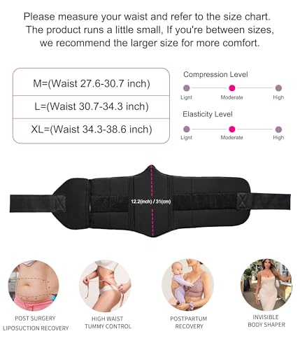YERKOAD 360 Lipo Foam Ab Board Post Surgery Liposuction Abdominal Compression Boards Tummy Tuck Recovery Waist Cincher（Black,M - Image 4