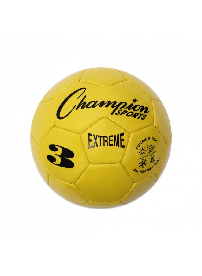 Champion Sports Champion Sports Extreme Series Soccer Ball, Size 3 - Youth League, All Weather, Soft Touch, Maximum Air Retention - Kick Balls for Kids Under 8 - Competitive and Recreational Futbol Games, Yellow - Image 1