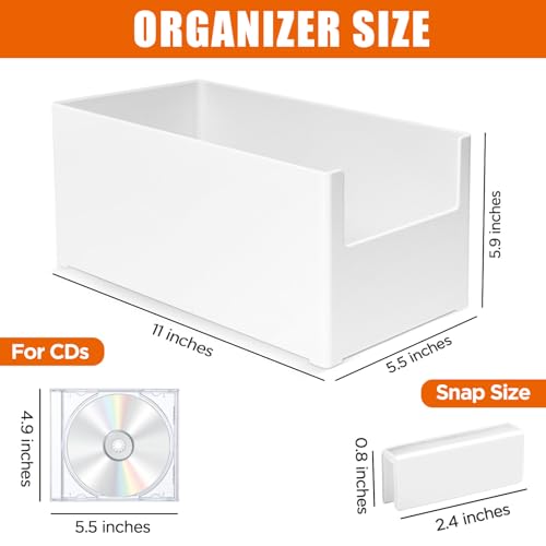 tutata CD Storage Box Stackable Plastic CD Organizer Hold Up to 25 CDs CD Storage Case for desk and Shelf - Image 3