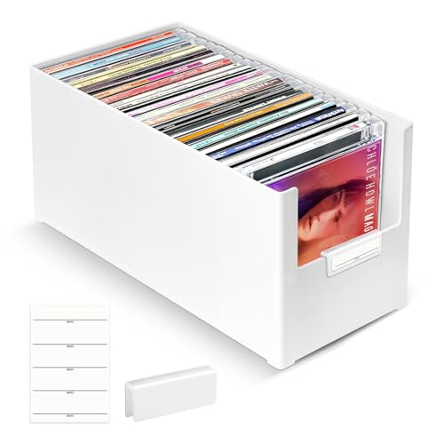 tutata CD Storage Box Stackable Plastic CD Organizer Hold Up to 25 CDs CD Storage Case for desk and Shelf - Image 1