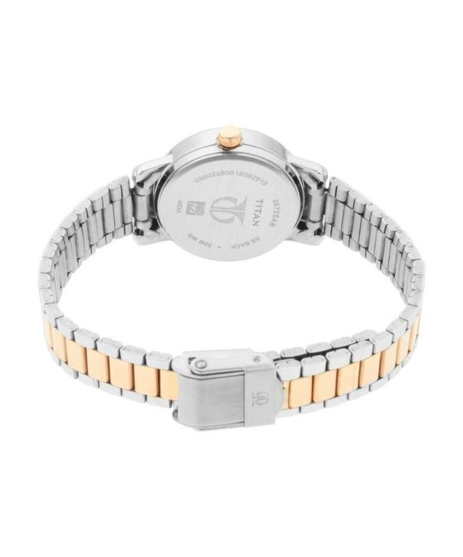 Titan Quartz Analog with Date White Dial Stainless Steel Strap Watch for Women 2572km01 - Image 5