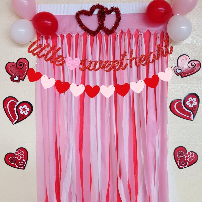 VOBRAMY MATTTIME Valentine's Day Little Sweetheart Banner Hanging Garland Baby Shower Girl First Birthday Party Decoration - Image 5