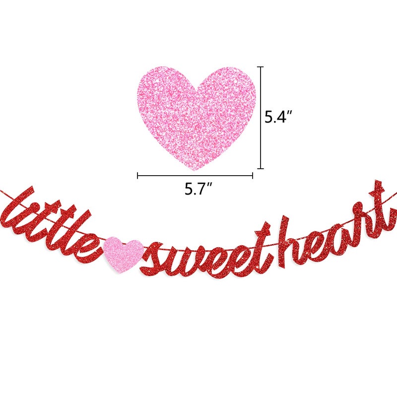 VOBRAMY MATTTIME Valentine's Day Little Sweetheart Banner Hanging Garland Baby Shower Girl First Birthday Party Decoration - Image 2
