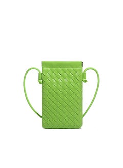 2024 Mini Korean Style Woven Leather Shoulder Bagfluorescent green fluorescent green