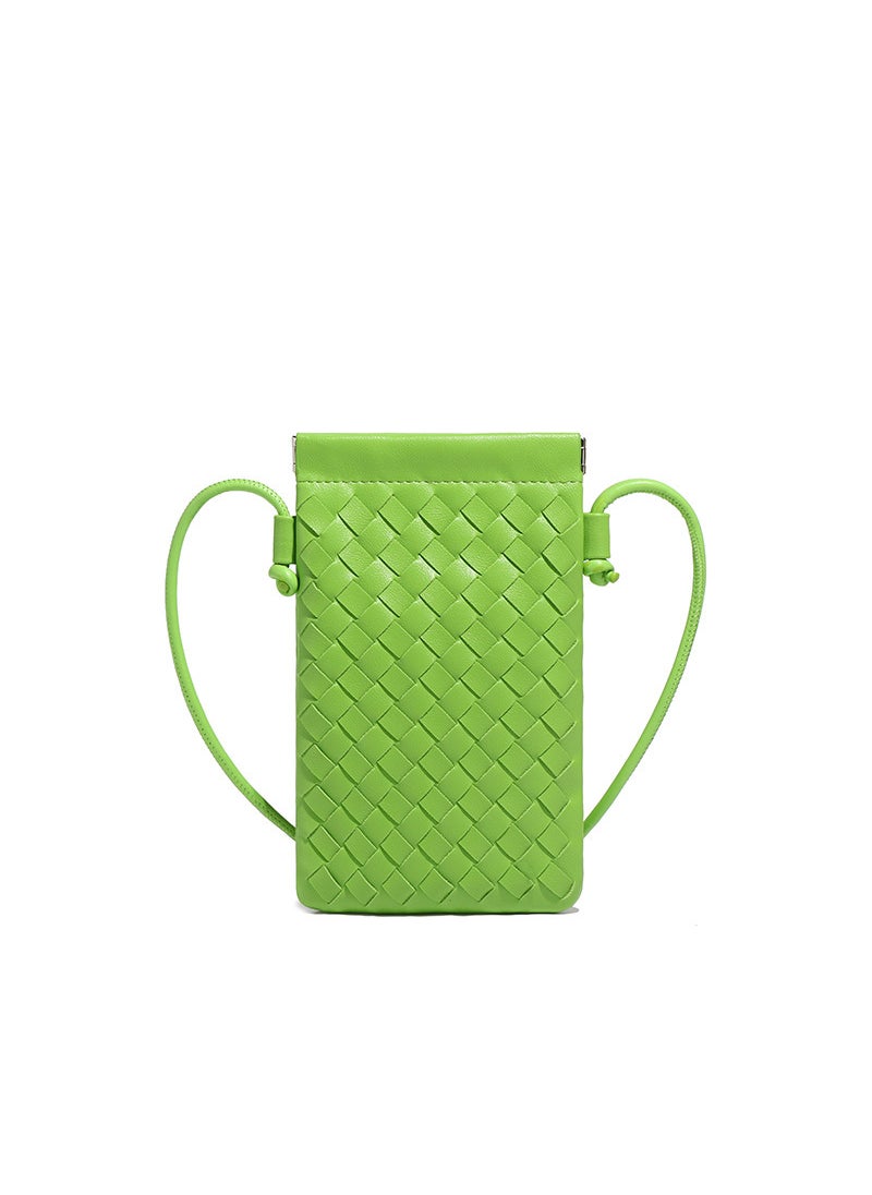 Generic - 2024 Mini Korean Style Woven Leather Shoulder Bagfluorescent green fluorescent green - Image 1