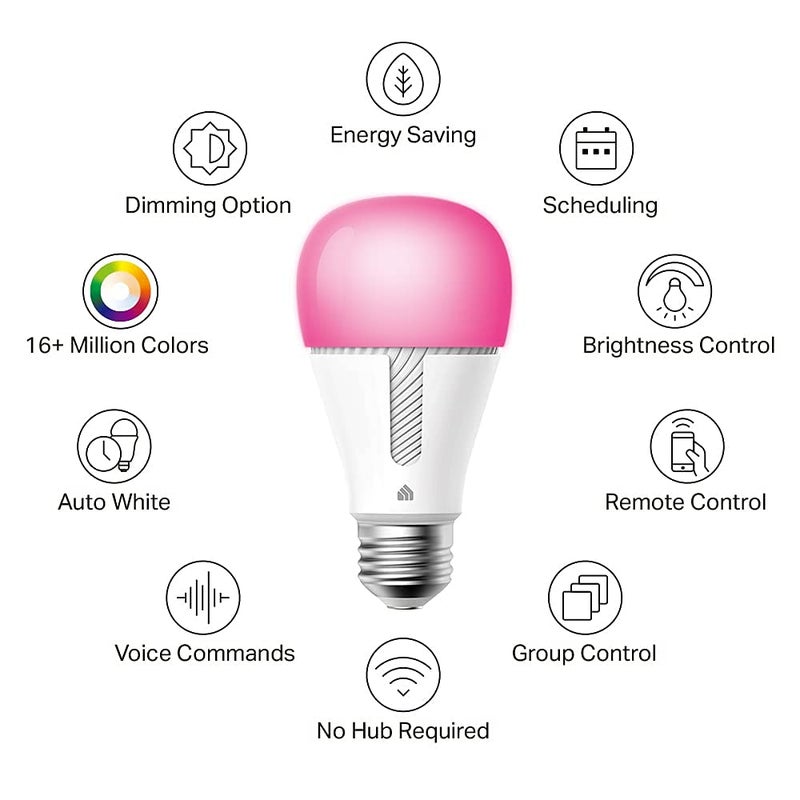 Kasa Smart Bulb, 1000 Lumens Full Color Changing Dimmable Smart WiFi Light Bulb Compatible with Alexa and Google Home, 11W, A19, 2.4Ghz only, No Hub Required (KL135P2), 2-Pack,White - Image 2