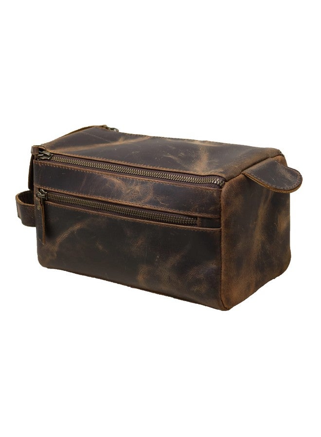 jaald Men's Buffalo Genuine Leather Toiletry Bag Waterproof Dopp Kit Shaving Bags And Grooming For Travel Groomsmen Gift Men Women Hanging Zippered Makeup Bathroom Cosmetic Pouch Case Make Up kit, Rustic - Image 2