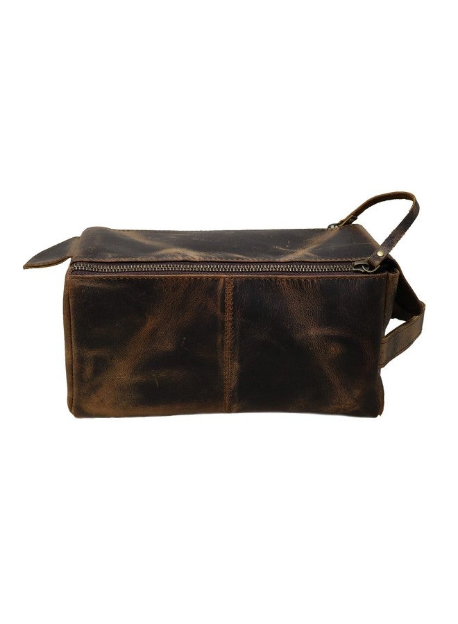 jaald Men's Buffalo Genuine Leather Toiletry Bag Waterproof Dopp Kit Shaving Bags And Grooming For Travel Groomsmen Gift Men Women Hanging Zippered Makeup Bathroom Cosmetic Pouch Case Make Up kit, Rustic - Image 4