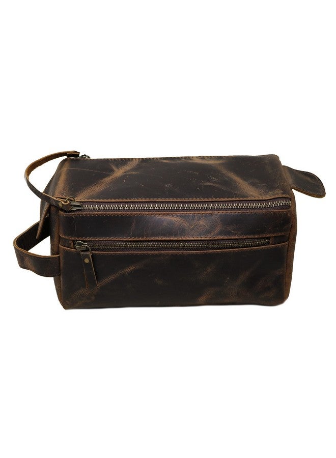 jaald Men's Buffalo Genuine Leather Toiletry Bag Waterproof Dopp Kit Shaving Bags And Grooming For Travel Groomsmen Gift Men Women Hanging Zippered Makeup Bathroom Cosmetic Pouch Case Make Up kit, Rustic - Image 3