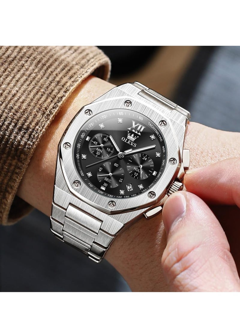 أوليفز ساعة OLEVS رجالية فاخرة كاجوال أنالوج من الفولاذ المقاوم للصدأ مقاومة للماء ومضيئة 3626 - Image 2