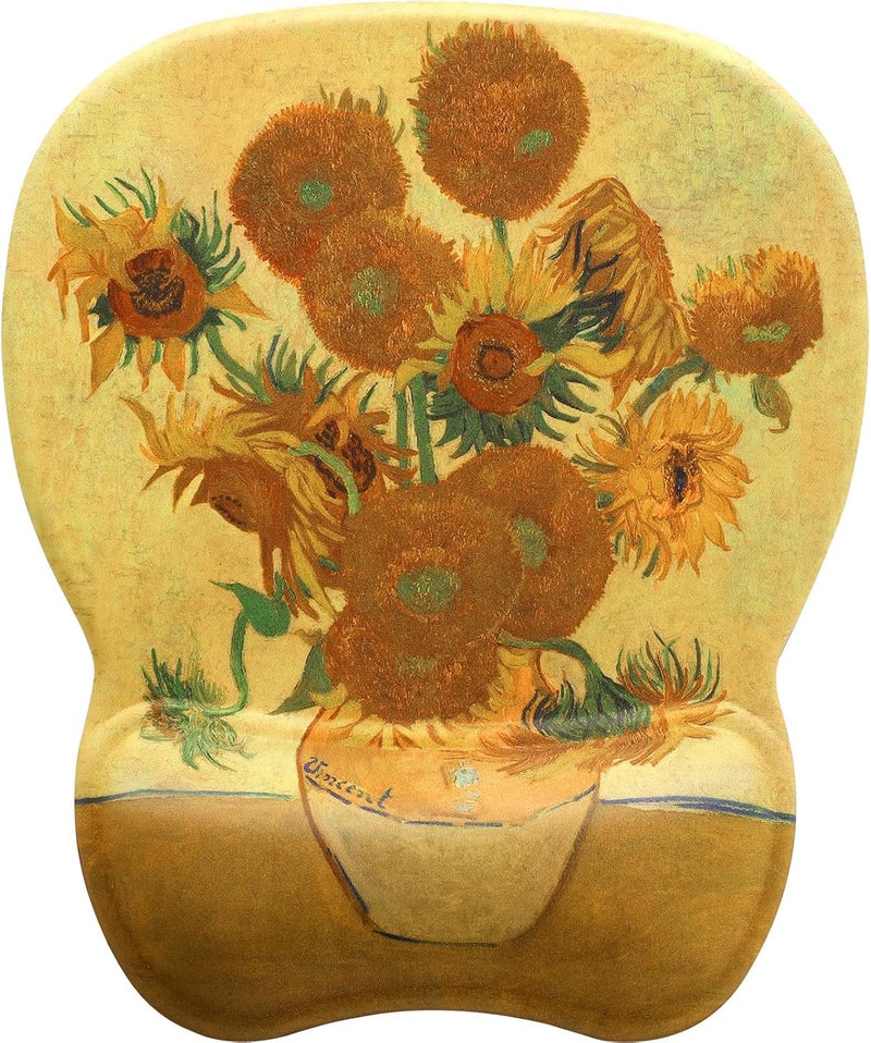 MROCO Ergonomic Mouse Pad with Gel Wrist Rest, Comfortable Mousepad with Smooth Wrist Support Surface and Non-Slip PU Base for Pain Relief, Computer, Laptop, Office & Home, 9.4 x 8.1 in, Sunflower - Image 1