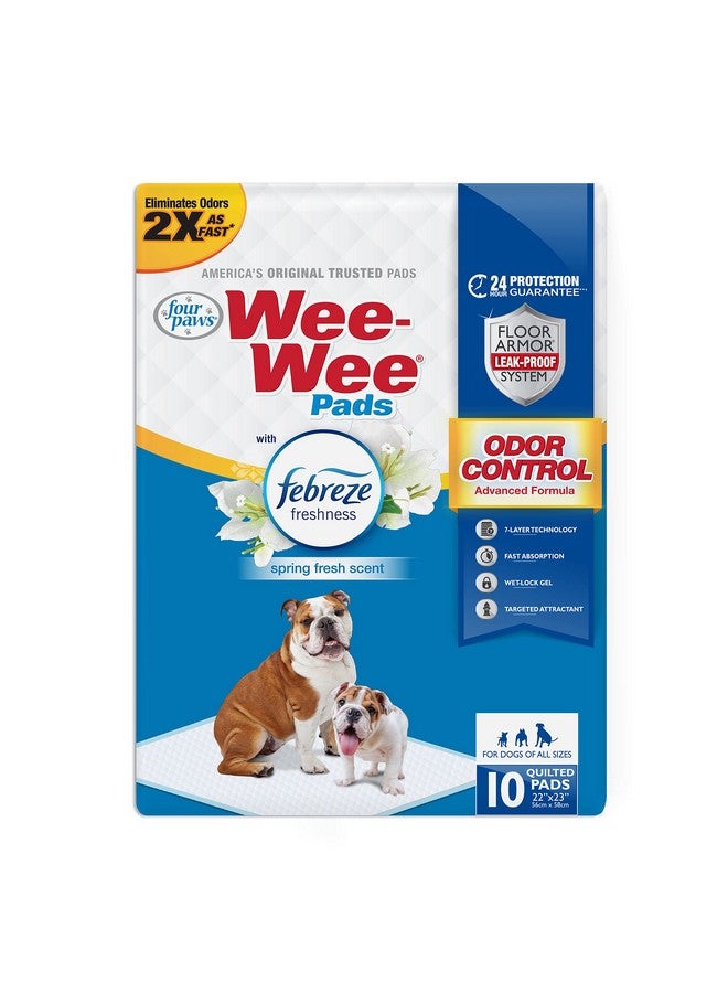 four paws 10 Count Wee-Wee Febreze Absorbent Pee Pads For Dogs - Standard Size (22" X 23") - Odor Control Dog Training Pads - Puppy Pads - Wee Wee Pads - Image 1