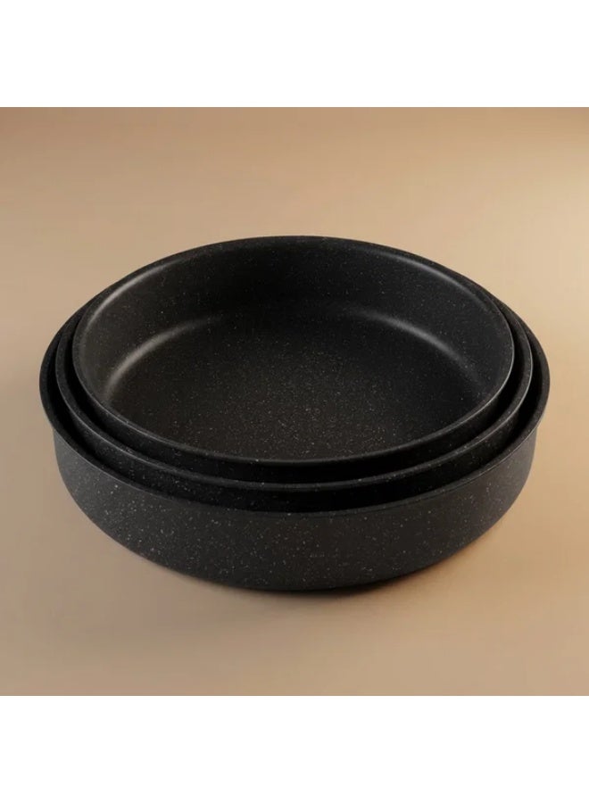 Hascevher Granite Oven Trays Set, 3 Pieces, Round - Dark Grey - Image 1