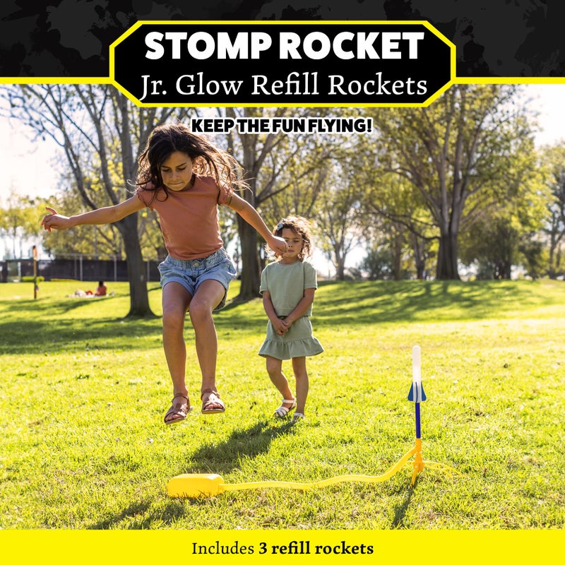 Stomp Rocket Jr Glow Rocket Refills, 3 Rockets - Replacement Glow in The Dark Rockets for Soft Foam Rocket Launcher for Kids - Fun Backyard & Outdoor Kids Toys Gifts for Boys & Girls - Image 2