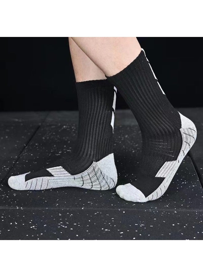 Thick Black Arrow Football Basketball Socks Children's Adult Non-slip Training Short Socks Competition Wear-resistant Thickened Towel Bottom Mid-tube Socks