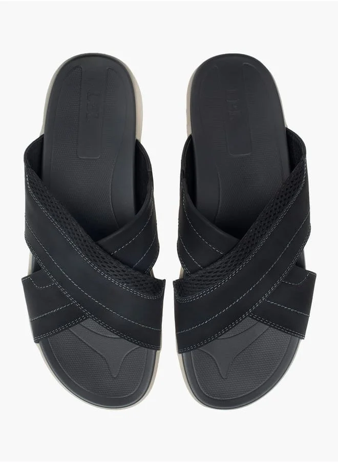 ال بي ال من شو اكسبرس Men Stitch Detail Slip-On Cross-Strap Sandals