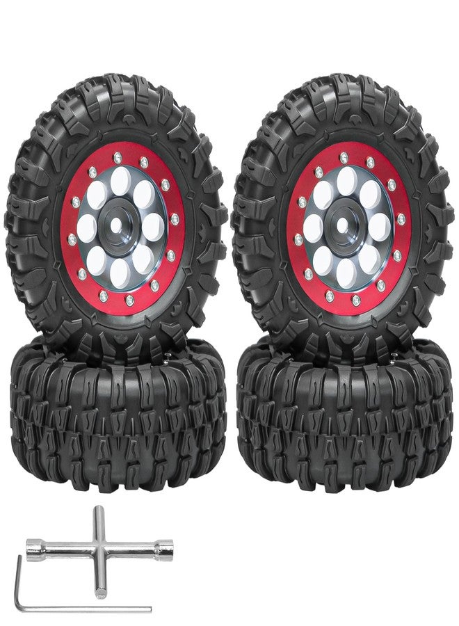 LRFHL 1.3" Beadlock Wheel Tires Aluminum 1.3 Beadlock Wheels and Tires Upgraded 1.45-inch Wheel for 1/24 SCX24 1/18 TRX4M RC Crawler Car Upgrade (4PCS) - Image 1