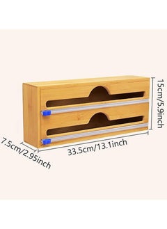 Generic Bamboo Kitchen Drawer Organizer Aluminum Foil Plastic Wrap Dispenser With Slide Cutter Ziplock Bag Food Storage Organizer  - Image 4