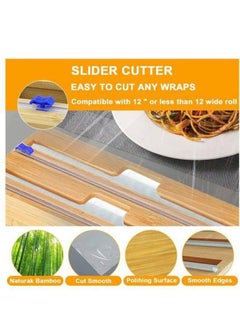 Generic Bamboo Kitchen Drawer Organizer Aluminum Foil Plastic Wrap Dispenser With Slide Cutter Ziplock Bag Food Storage Organizer  - Image 2