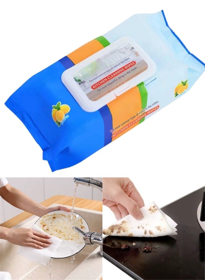 80 Pieces Heavy Duty Degreasing Wet Wipes Kitchen Wipes Reusable Degreasing Wipes for Degreasing and Table Cleaning - Image 1