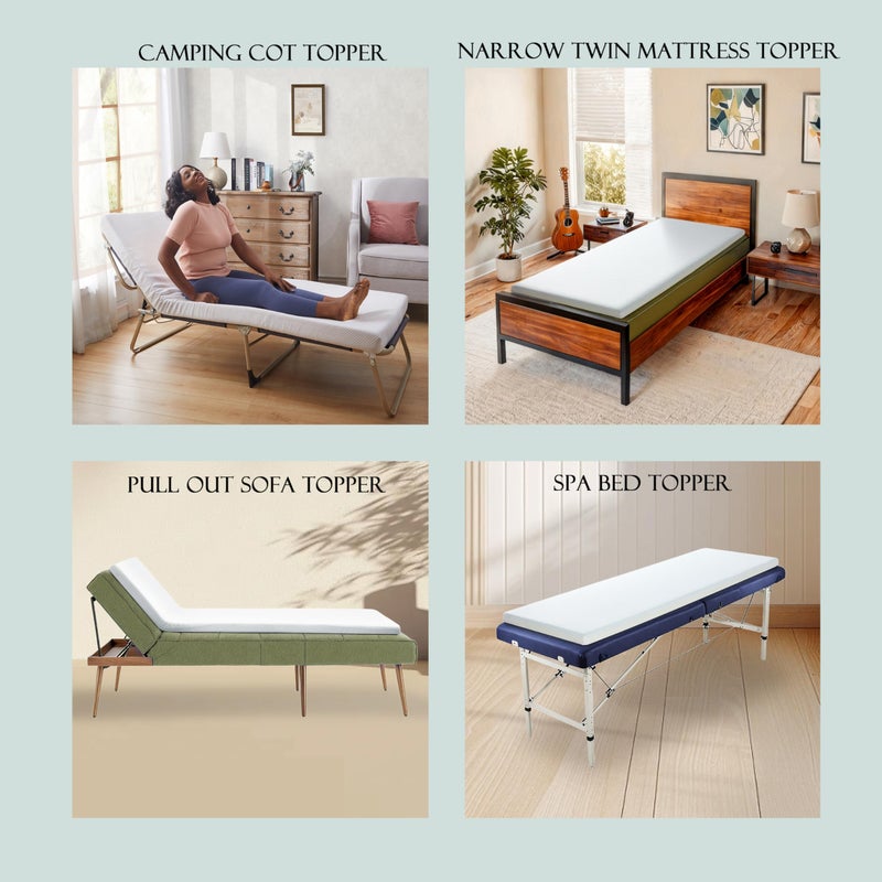 Jamdok 2Inch Cot Mattress Topper,Narrow Twin Foam Mattress for Camping Cot,Sofa Bed,Pull Out Chair Cushion,Portable,Roll Up Surpportive Sleep Pad(75 x 30) - Image 4
