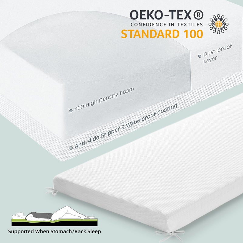 Jamdok 2Inch Cot Mattress Topper,Narrow Twin Foam Mattress for Camping Cot,Sofa Bed,Pull Out Chair Cushion,Portable,Roll Up Surpportive Sleep Pad(75 x 30) - Image 2