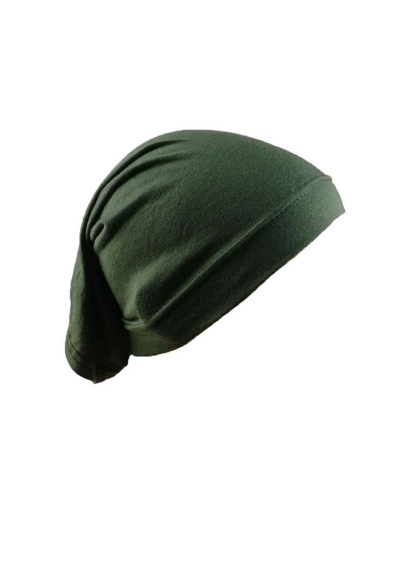 Generic Silky Cotton Beanie MSL09 Elastic Breathable Turban Cap 18# Army Green 