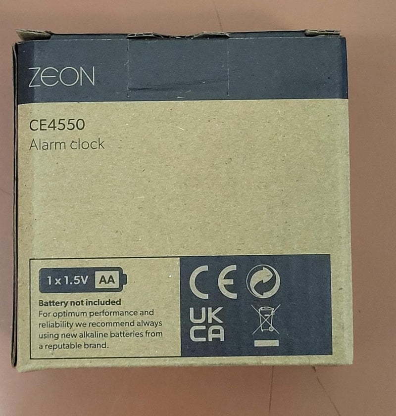 Zeon Bedside Analogue Alarm Clock with Light and Snooze Function Silent NonTick Battery Powered Alarm Clock in Black CE4550 - Image 5