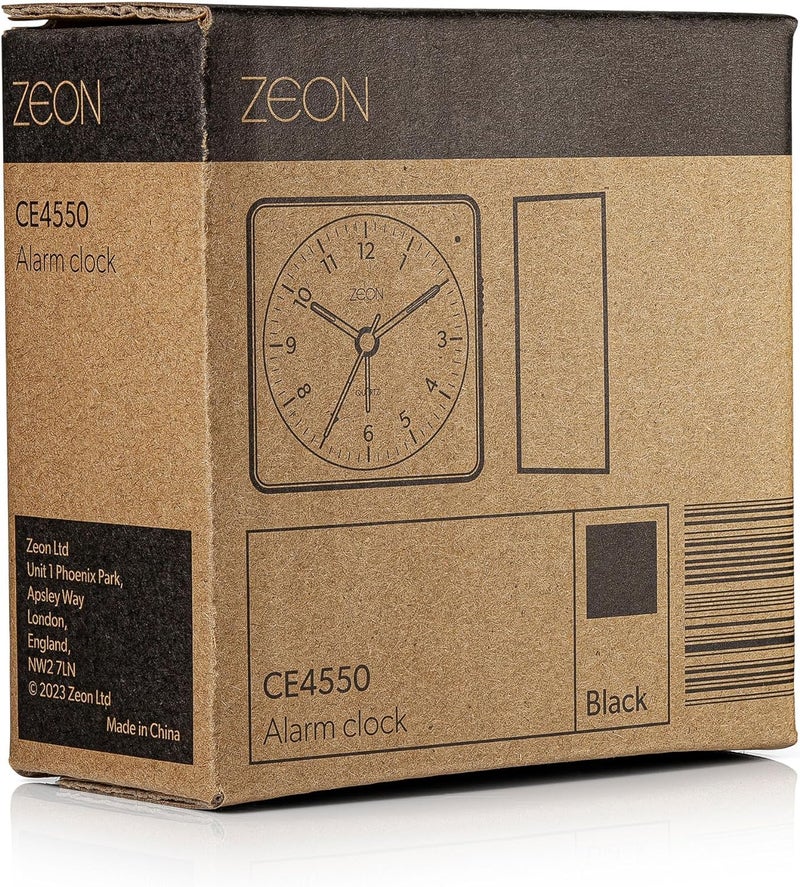 Zeon Bedside Analogue Alarm Clock with Light and Snooze Function Silent NonTick Battery Powered Alarm Clock in Black CE4550 - Image 2