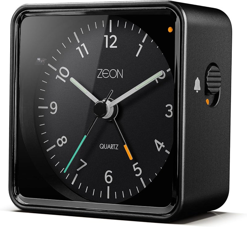 Zeon Bedside Analogue Alarm Clock with Light and Snooze Function Silent NonTick Battery Powered Alarm Clock in Black CE4550 - Image 3