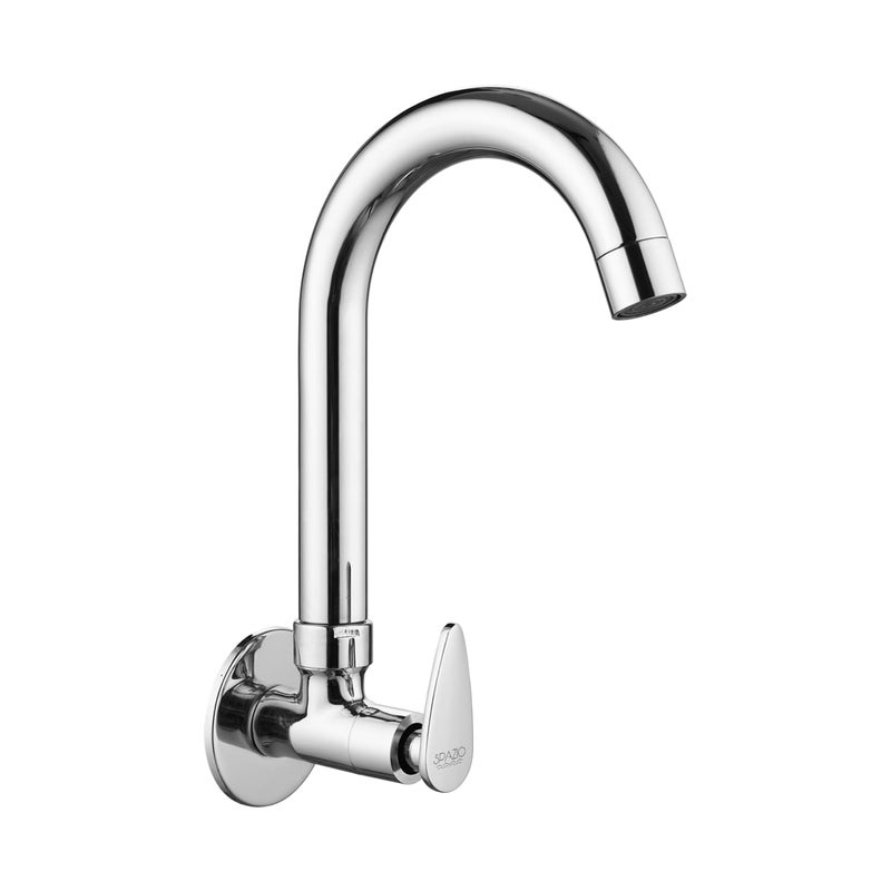SPAZIO Vignet Brass Sink Cock TapKitchen Sink Faucet with 360 Degree Swivel Spout Foam Flow Pattern Hot OR Cold Water for Kitchen Sink Wash Basin Chrome Finish with Wall Flange - Image 1