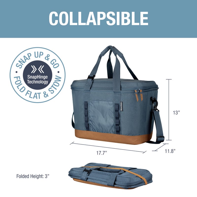 CleverMade Pacifica Collapsible Insulated Cooler â€“ 50 Can / 31 Qt Leakproof Soft Cooler for Beach, Travel, Car â€“ Shoulder Strap, Bottle Opener â€“ Ocean - Image 2