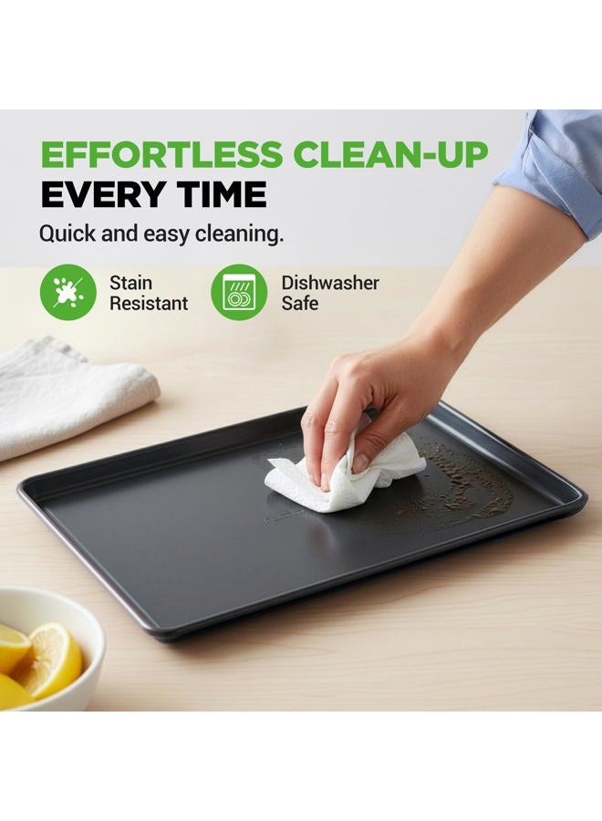 NutriChef 8-Piece Nonstick Stackable Bakeware Set - PFOA, PFOS, PTFE Free Baking Tray Set w/Non-Stick Coating, 450°F Oven Safe, Round Cake, Loaf, Muffin, Wide/Square Pans, Cookie Sheet (Black) - Image 5